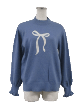 リボン刺しゅうハイネックプルオーバー